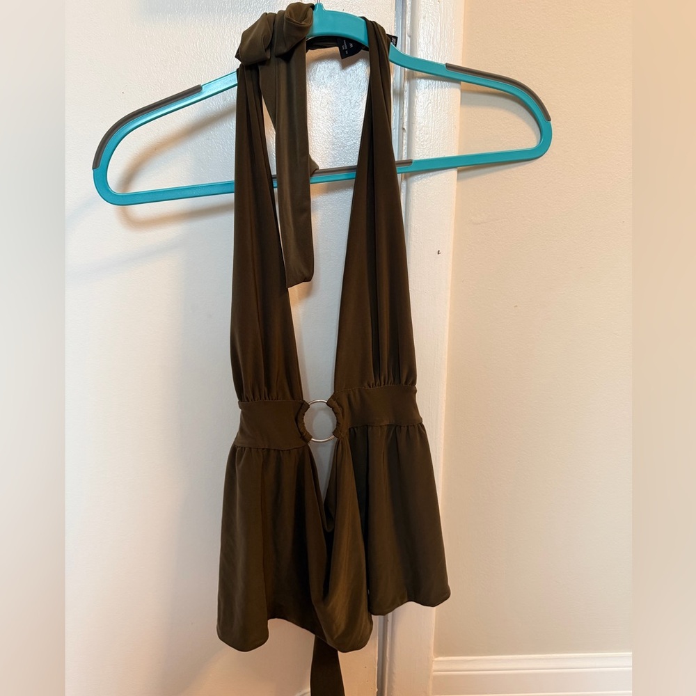 Windsor Olive Green Halter Tank Top